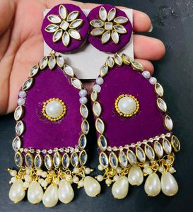 Fabric Fancy Long Size Earrings