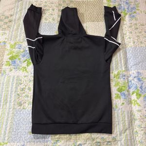 Stylish Black Hoodie with White Accents