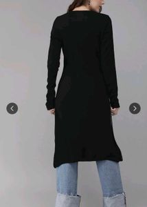 Black and gold printed straight woolen Kurta