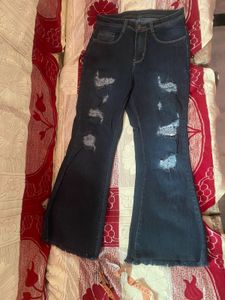 Distressed Dark Wash Flare Jeans