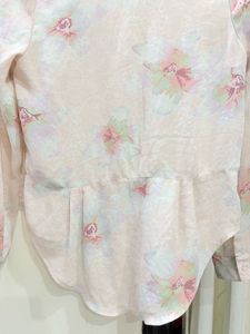 Sheer Floral Print V-Neck Tunic Top