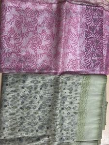 Elegant Floral Print Sarees - Set of 2