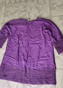 Embroidered Purple Kurta with Floral Accents
