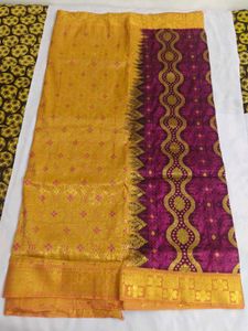 Elegant Yellow & Magenta Brocade Saree