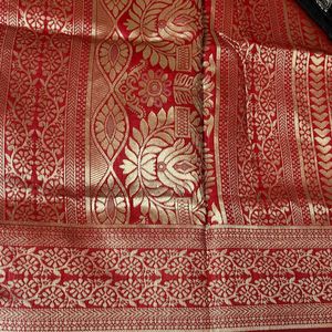 Elegant Black Floral Lehenga Choli with Red Dupatt