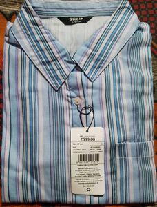Shein Extended Sleeves Spread Collar Striped Shirt