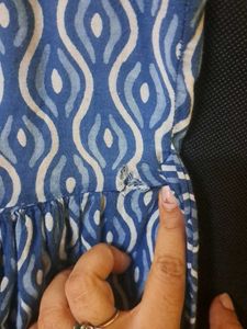 Blue Printed Ethnic Gown