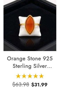 Marquise Cut Orange stone Ring SS925