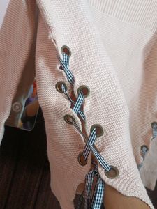 Cream Lace-Up Sweater