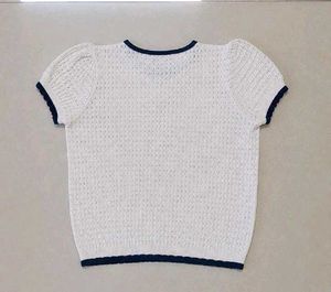 Cute White Ribbed Top with Bunny