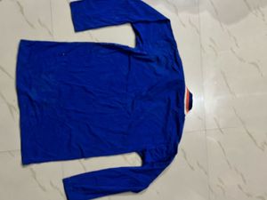 Men's Blue Printed Full Sleeve T-Shirt