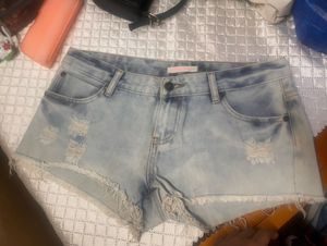 Light Wash Distressed Denim Shorts