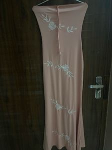 Elegant Peach Embroidered Gown
