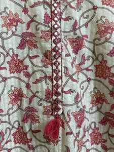 Beautiful Floral Print Kurta with Mirror Work