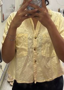 Casual Short Sleeve Button-Up Top