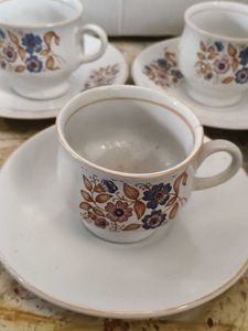 Set of 5 Vintage Floral Coffee Cup Se