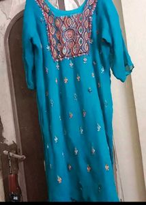 Embroidered Teal Kurta