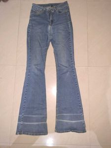 Flared Blue Denim Jeans