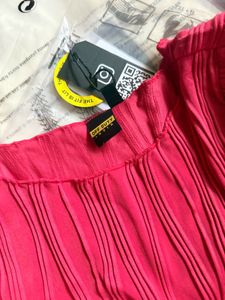 Red Textured Long Sleeve Top