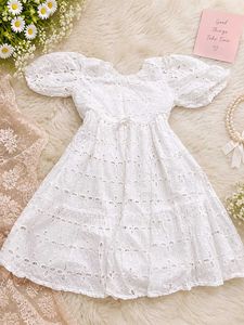 White Broderie Anglaise Puff Sleeve Dress