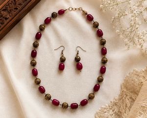 Handmade  Copper Brass Beaded Necklace S