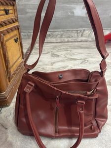 Chic Brown Faux Leather Handbag
