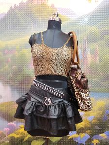 Leopard Print Crop Top &amp; Skirt Set