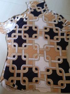 Retro Geometric Print Turtleneck Top