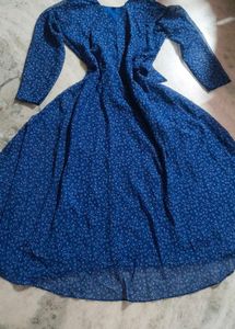 Elegant Blue Printed Maxi Dress