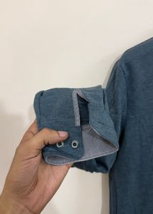 Men's crocodile Teal Button-Down Shirt