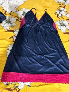 Satin Nightgown with Lace Trim