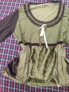 Vintage Green &amp; Brown Renaissance Blouse