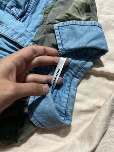 Denim Shirt with Camo Details