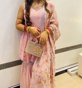 Elegant Pink Sharara Suit Set