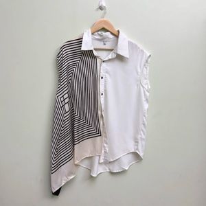 Asymmetric Geometric Print Shirt