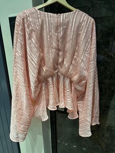 Pink Textured Bell Sleeve top