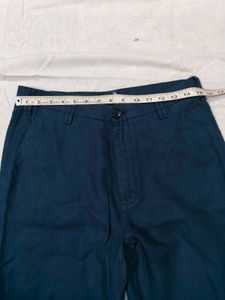Classic Dark Blue Cotton Linen Trousers
