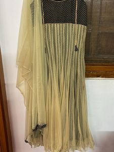 Elegant Beige &amp; Black anarkali