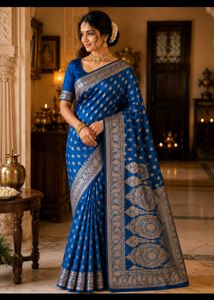 Royal Blue Silk Banarasi Saree