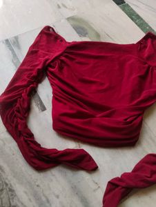 Ruched Red Crop Top