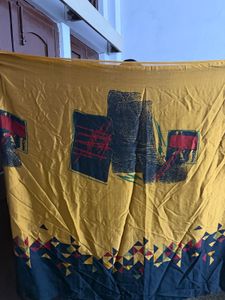 Vibrant Yellow Saree with Geometric Print