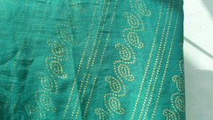 Green Paisley Print Saree