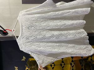 White Crochet Knit Cardigan