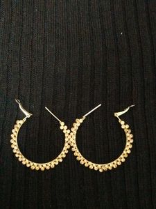 Gold Hoop Earrings with Charm Details