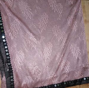 Elegant Pink Embroidered Saree with Mirror Work