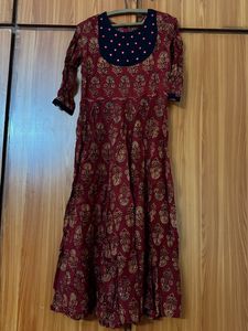 Maroon Ethnic Kurta with Mirror Work