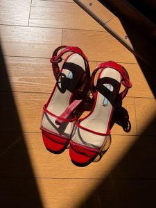 Prada Red Vinyl Sandals