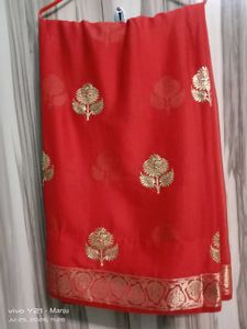 Stunning Red Zari Work saree