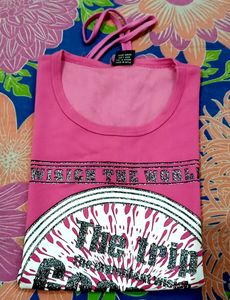 Dream Heart Pink Stylish Top For Girls, Size -S