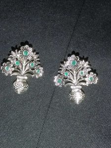 Silver Flower Pot Earrings